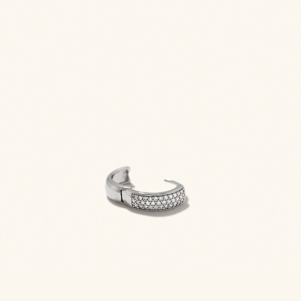 Mejuri Bold Pavé Diamond Huggie Hoops - 14k White Gold
