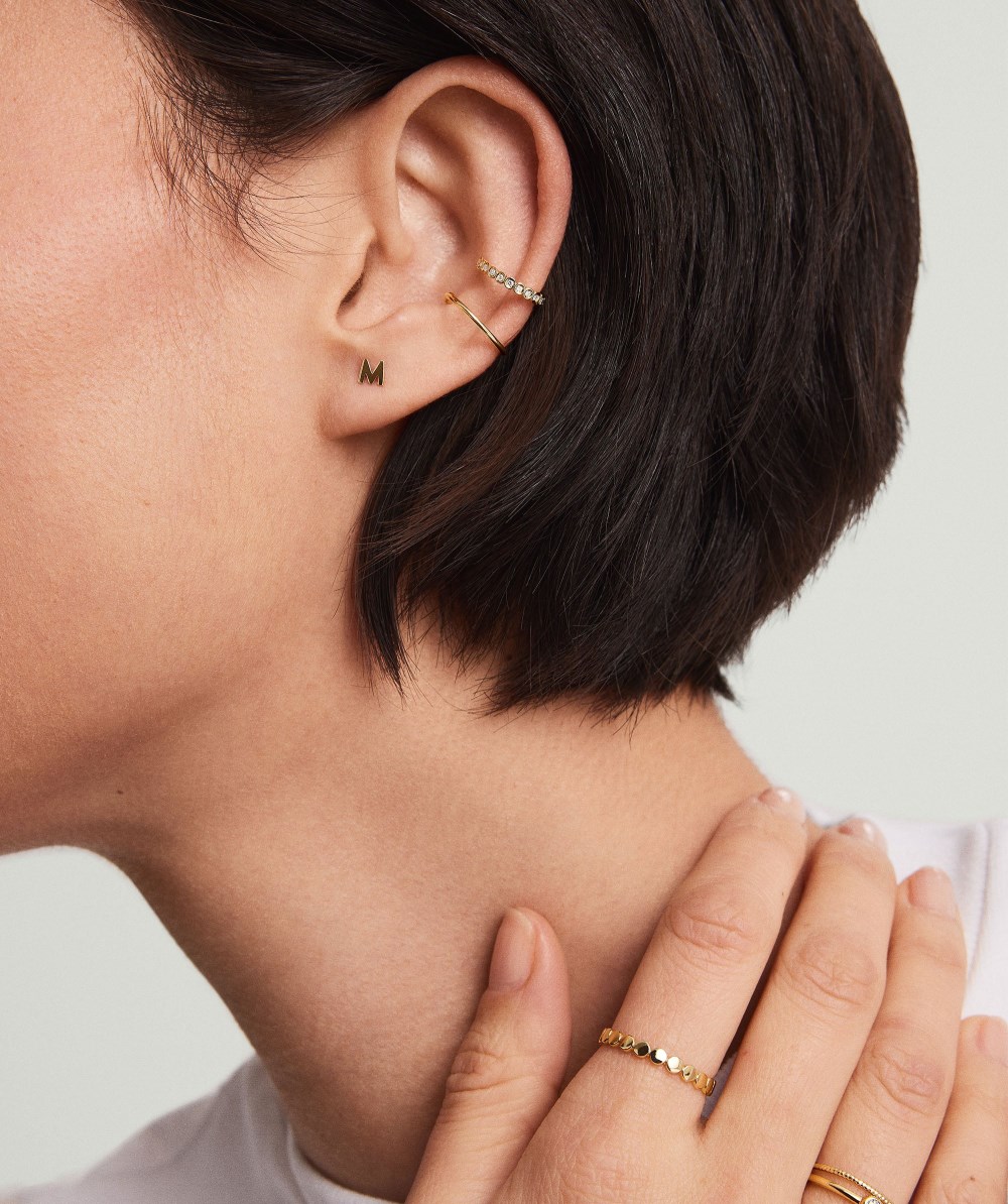 Mejuri Letter Stud - 14k Yellow Gold