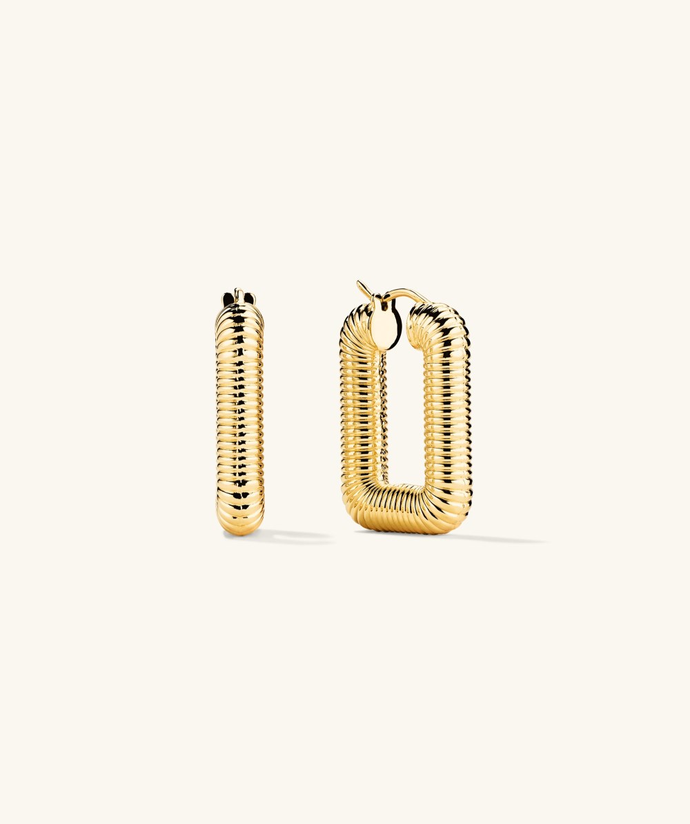 Mejuri Ribbed Oversized Hoops - Gold Vermeil