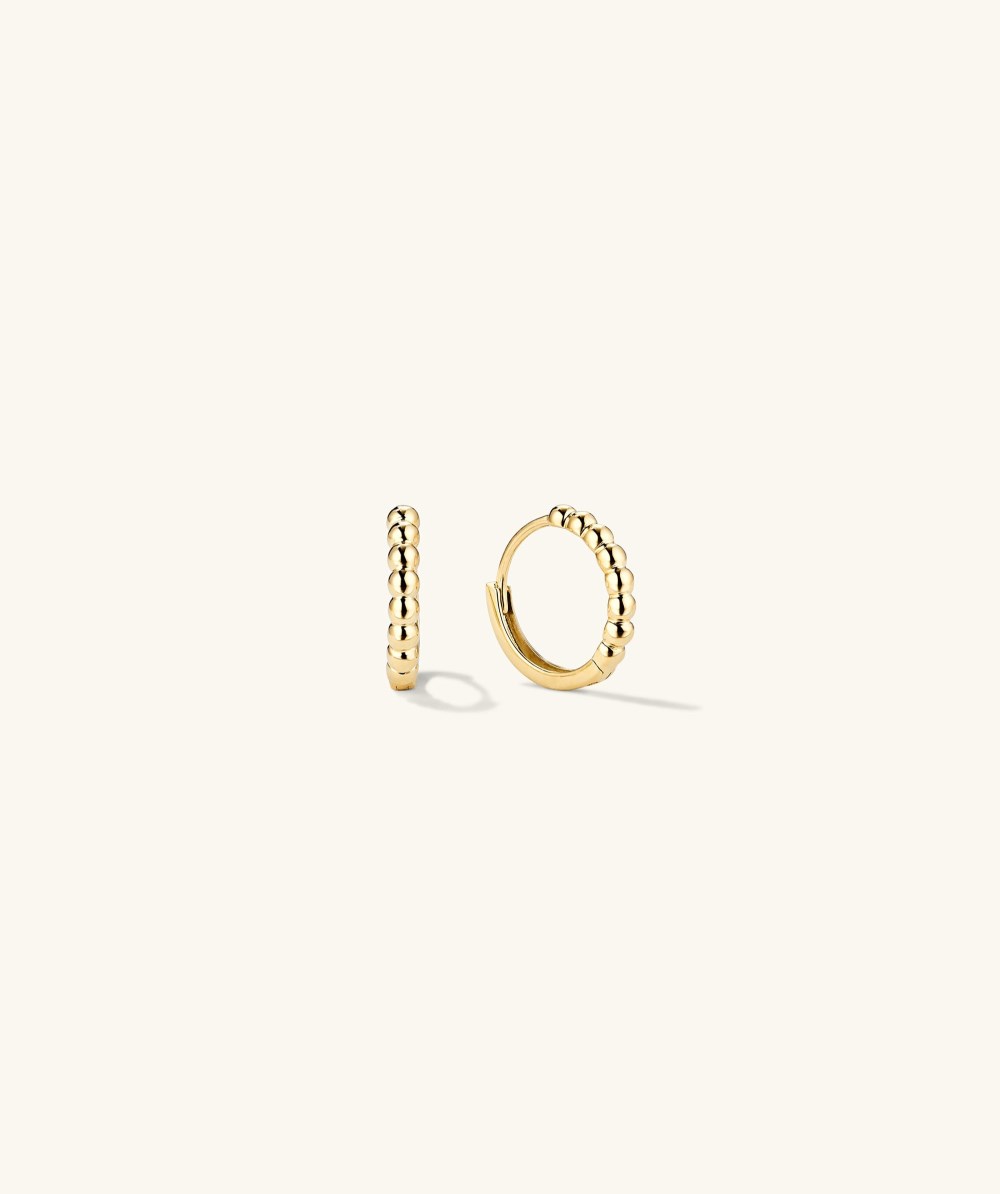 Mejuri Beaded Huggie Hoops - 14k Yellow Gold