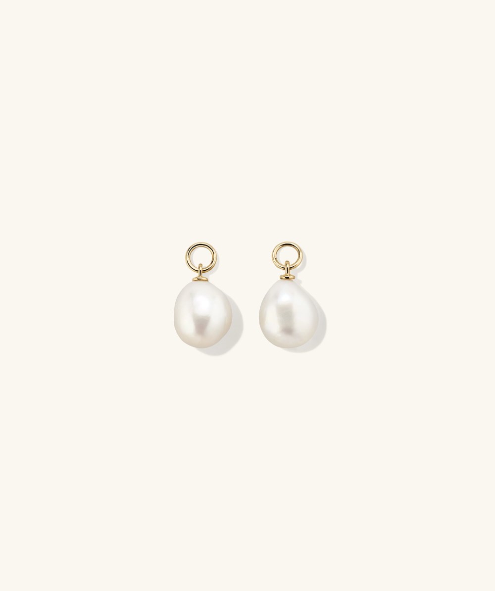 Mejuri Organic Pearl Hoop Charms - Gold Vermeil