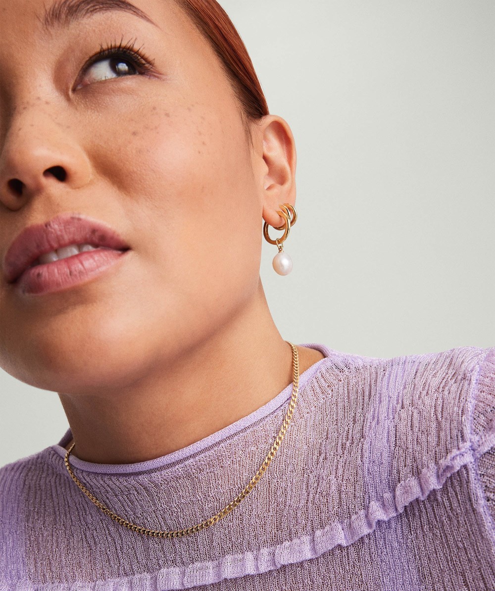 Mejuri Organic Pearl Hoop Charms - Gold Vermeil