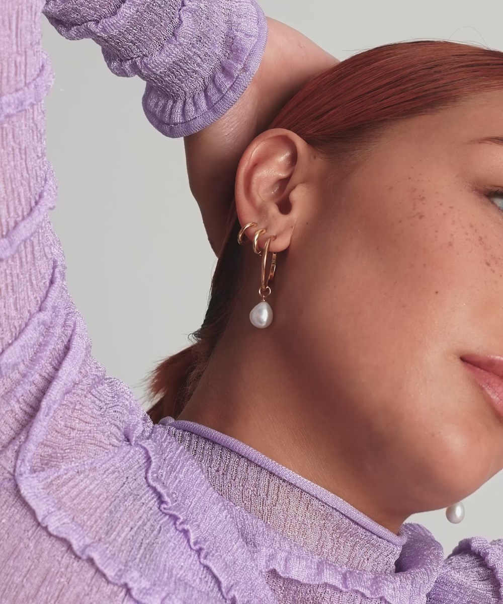 Mejuri Organic Pearl Hoop Charms - Gold Vermeil