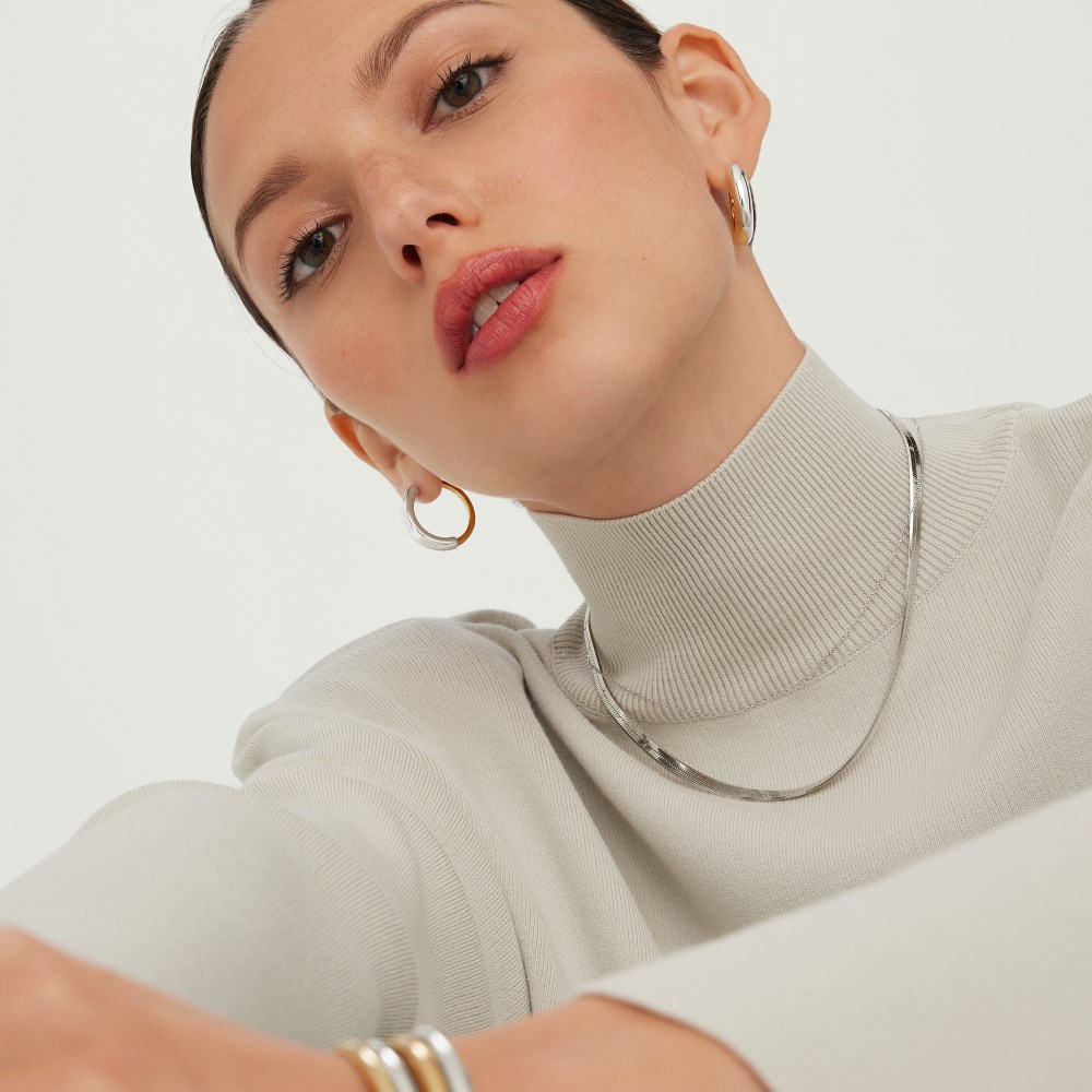 Mejuri Mixed Large Tube Hoops - Gold Vermeil, Sterling Silver