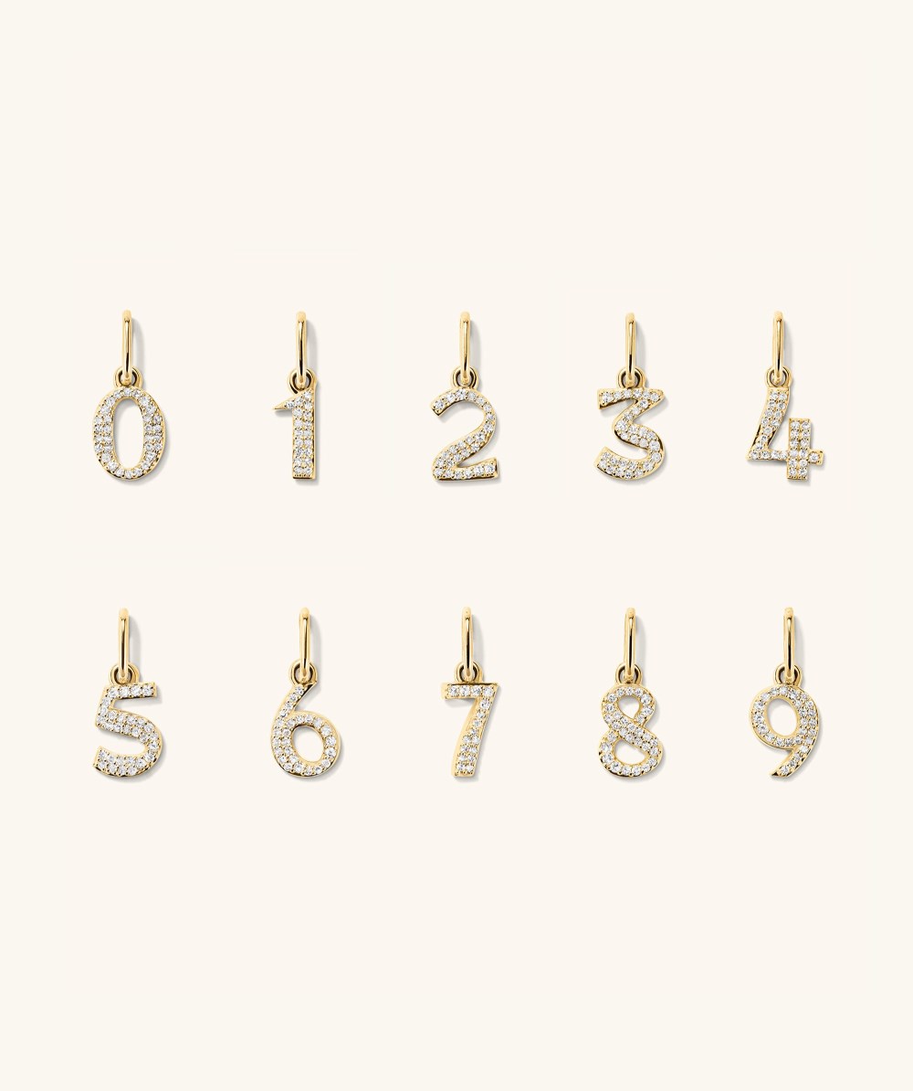 Mejuri Diamond Number Charm - 14k Yellow Gold