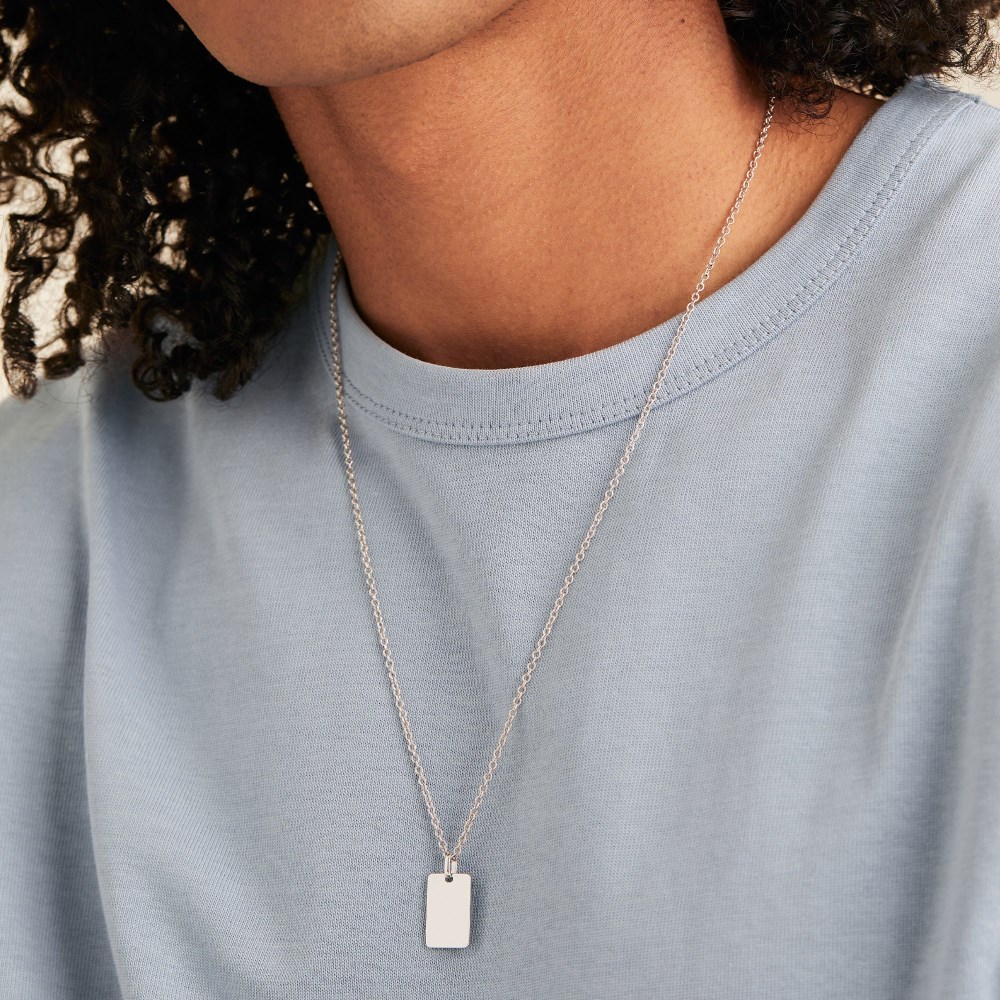 Mejuri Cable Chain Tag Necklace - Sterling Silver