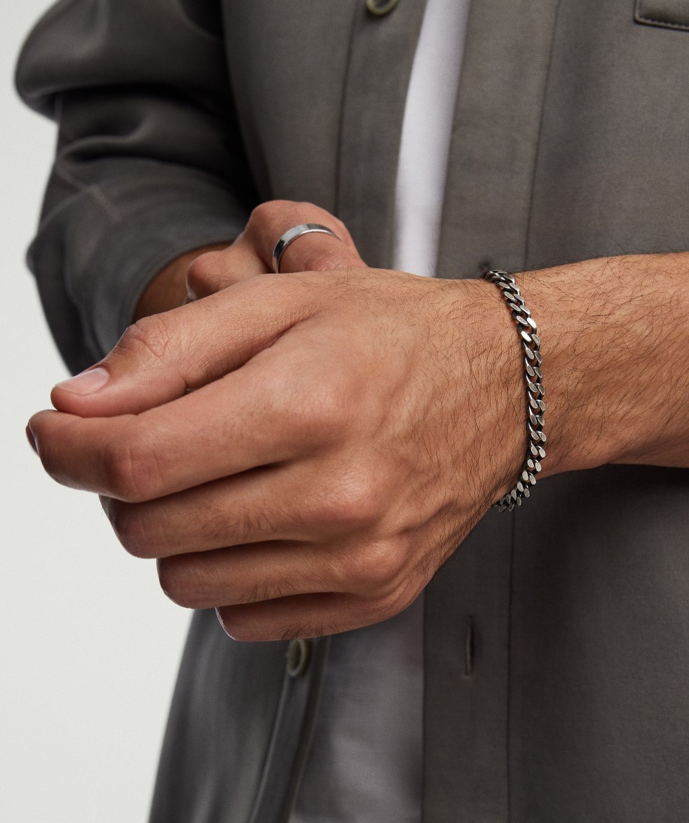 Mejuri 5mm Curb Chain Bracelet - Oxidized Sterling Silver