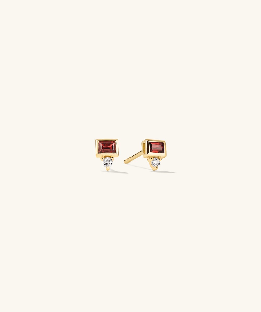 Mejuri Baguette Duo Studs - 14k Yellow Gold