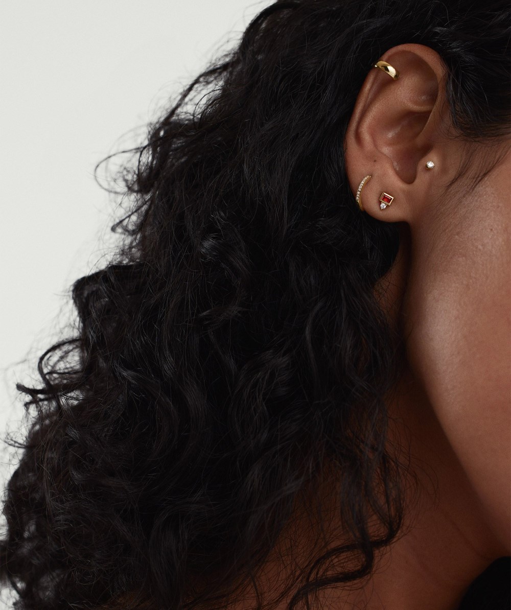 Mejuri Baguette Duo Studs - 14k Yellow Gold