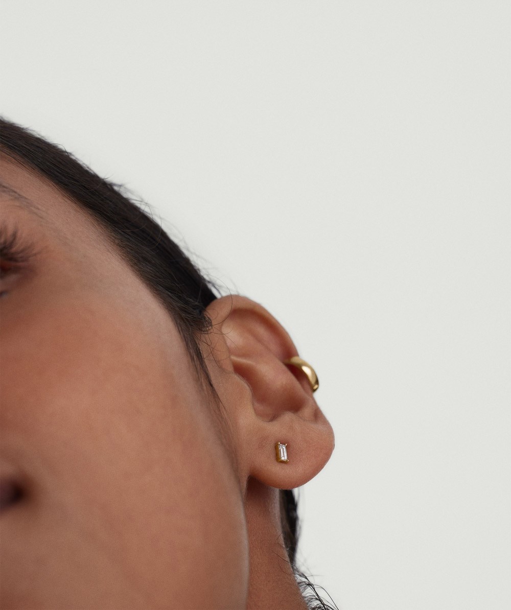 Mejuri Baguette Diamond Stud - 14k Yellow Gold