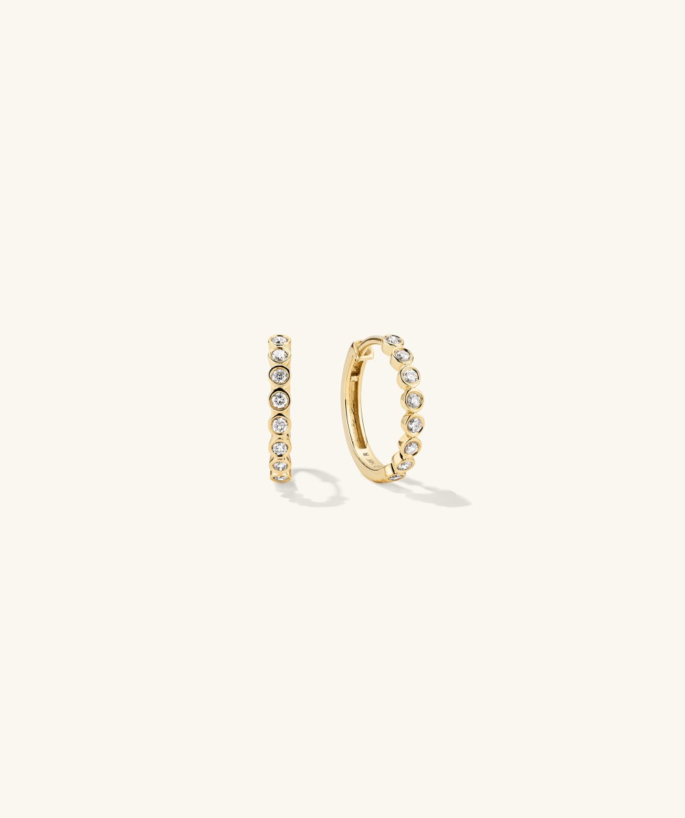 Mejuri Bezel Lab Grown Diamond Small Hoops - 14k Yellow Gold