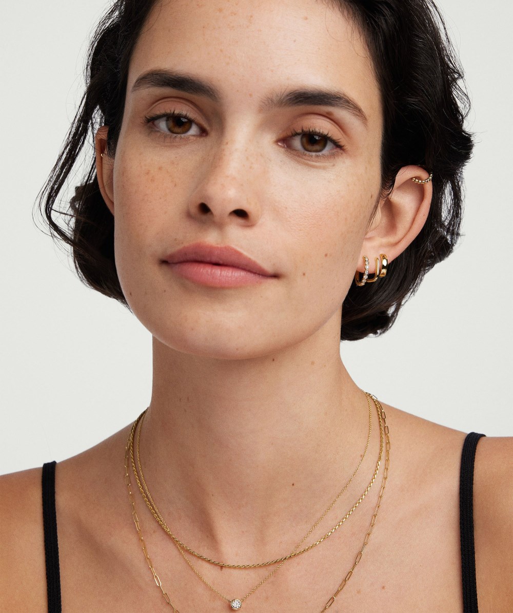 Mejuri Bezel Lab Grown Diamond Small Hoops - 14k Yellow Gold