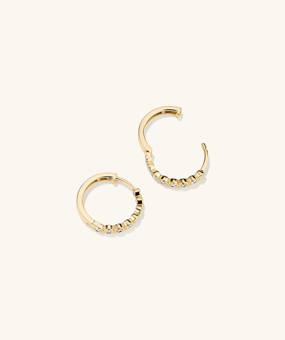 Mejuri Bezel Lab Grown Diamond Small Hoops - 14k Yellow Gold