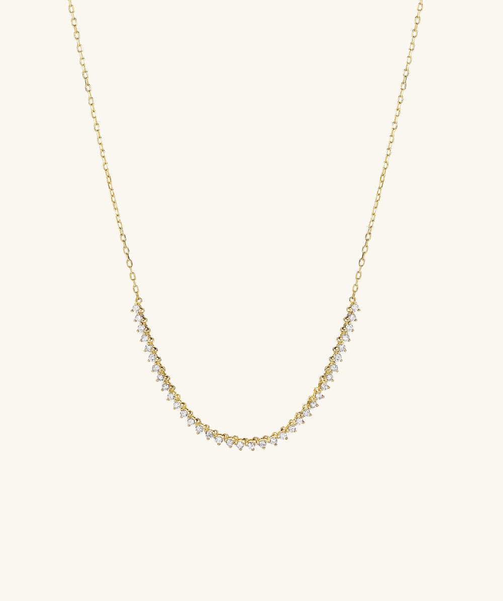 Mejuri Diamond Half Tennis Necklace - 14k Yellow Gold