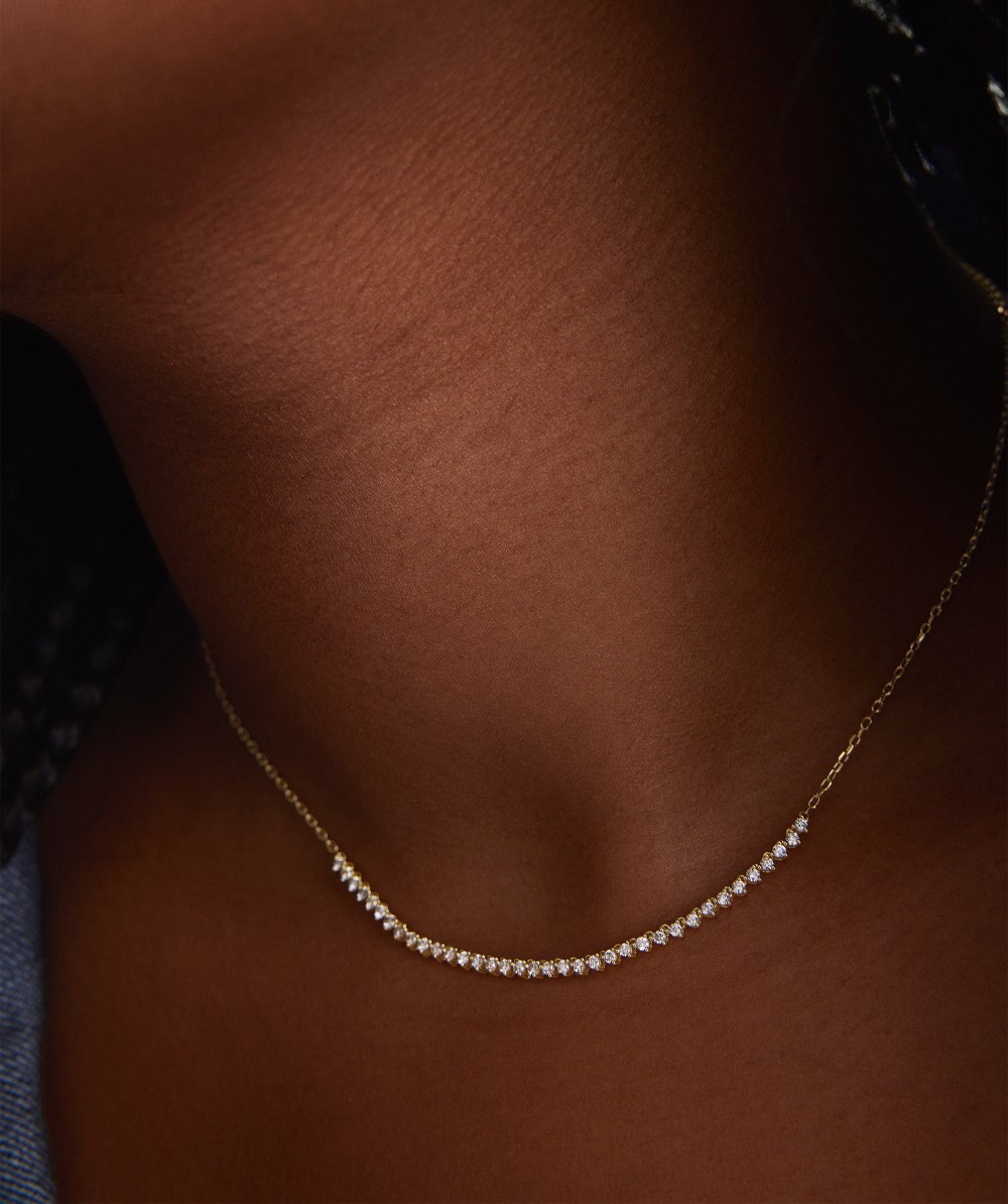 Mejuri Diamond Half Tennis Necklace - 14k Yellow Gold