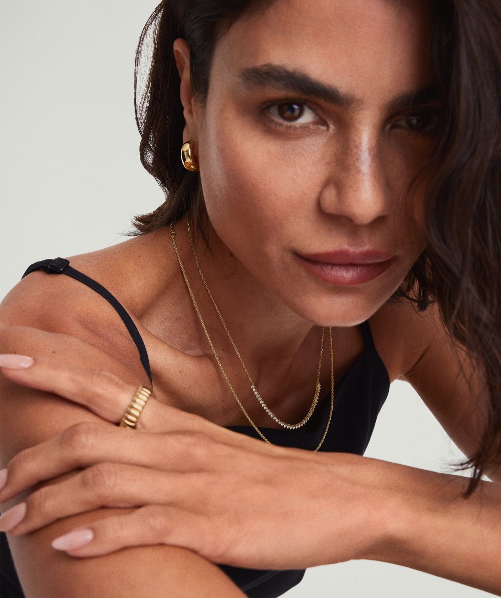 Mejuri Diamond Half Tennis Necklace - 14k Yellow Gold