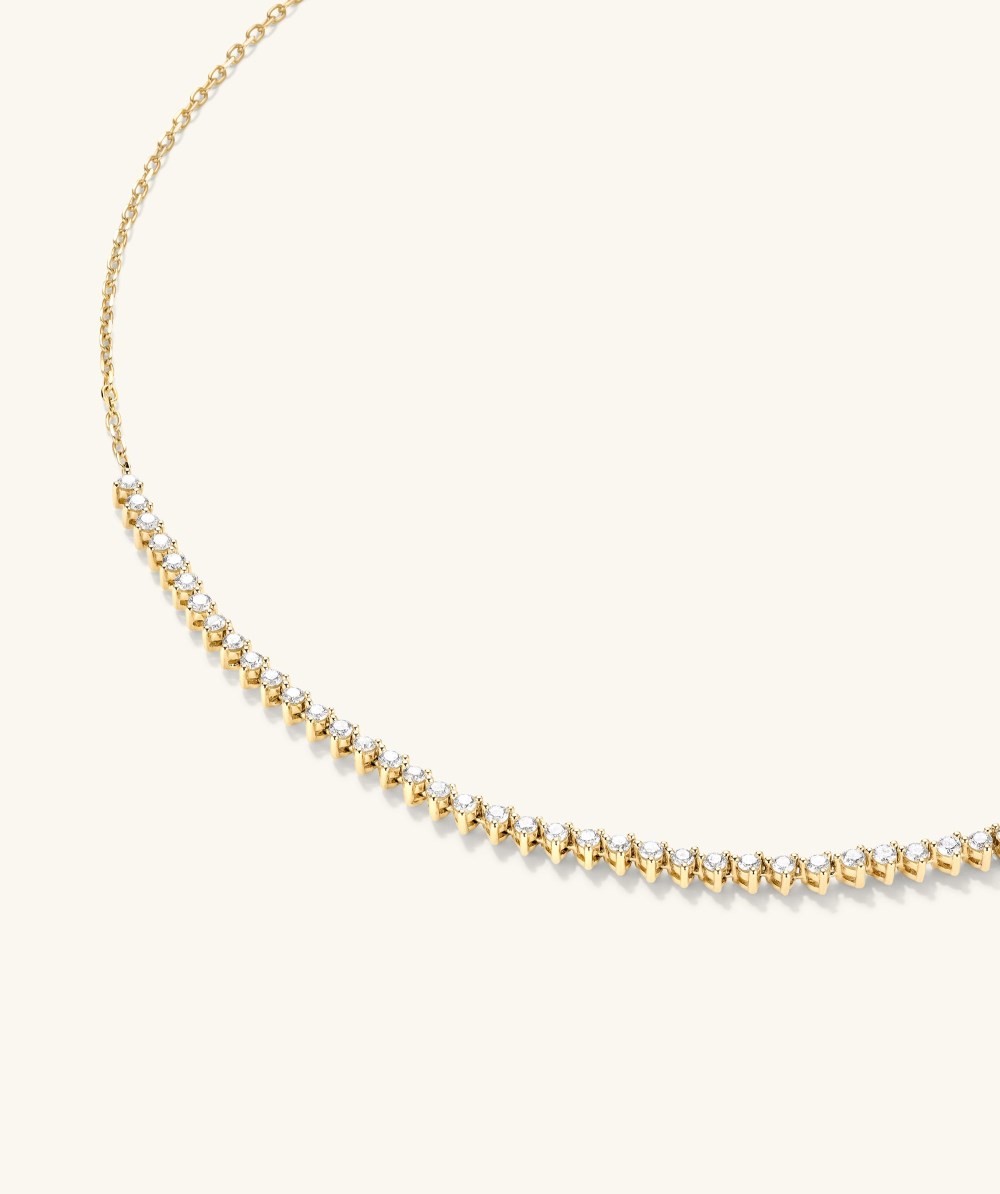 Mejuri Diamond Half Tennis Necklace - 14k Yellow Gold