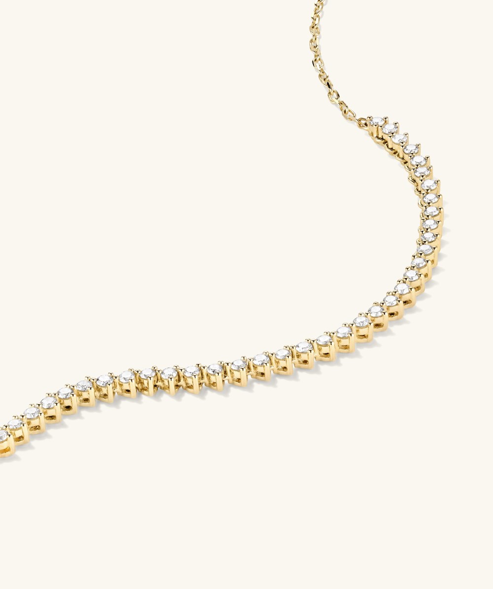 Mejuri Diamond Half Tennis Necklace - 14k Yellow Gold