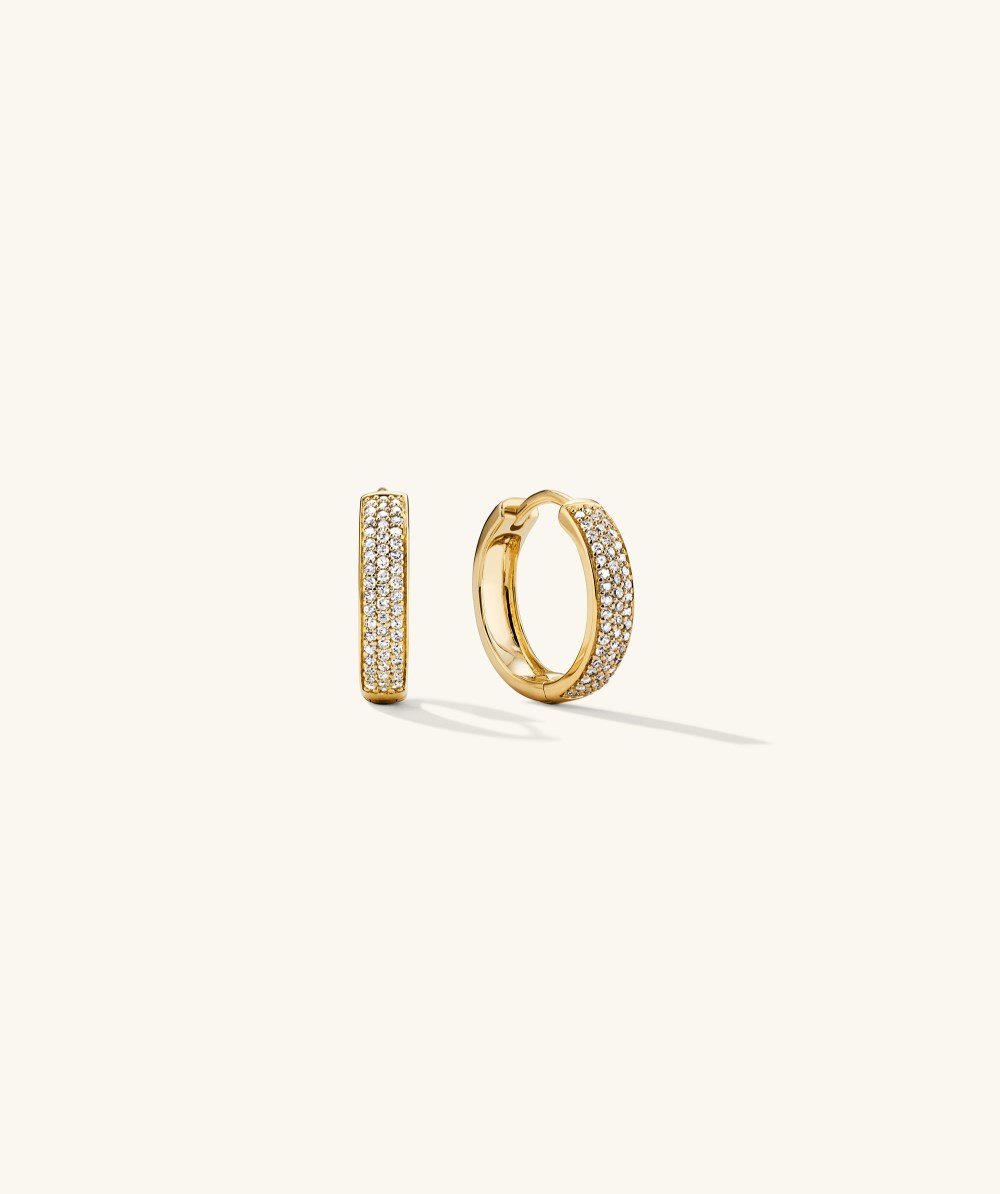 Mejuri Bold Pavé Diamond Small Hoops - 14k Yellow Gold
