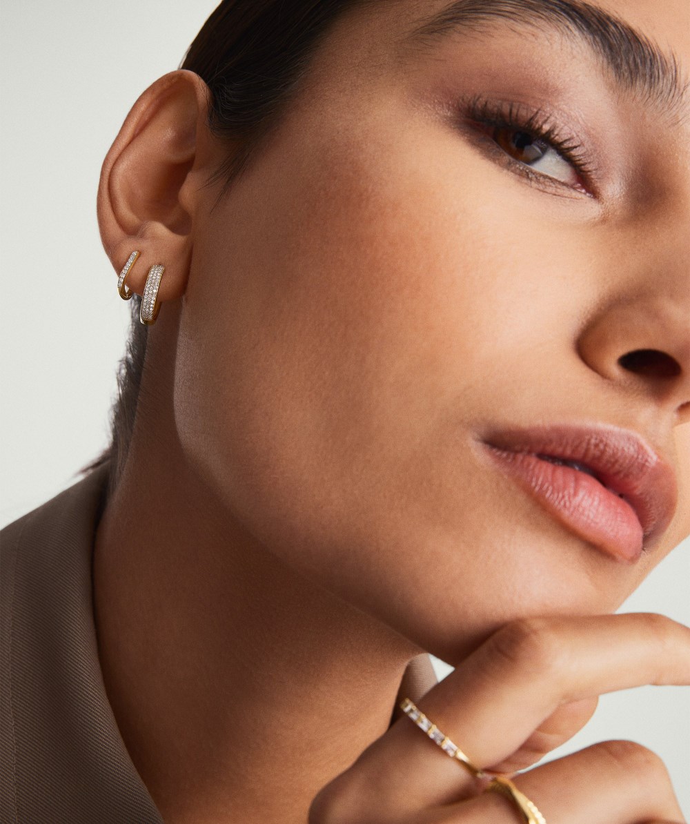 Mejuri Bold Pavé Diamond Small Hoops - 14k Yellow Gold