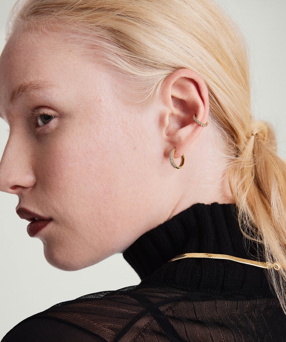 Mejuri Bold Pavé Diamond Small Hoops - 14k Yellow Gold