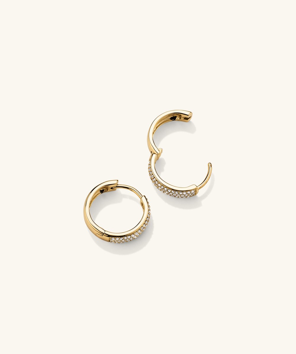 Mejuri Bold Pavé Diamond Small Hoops - 14k Yellow Gold