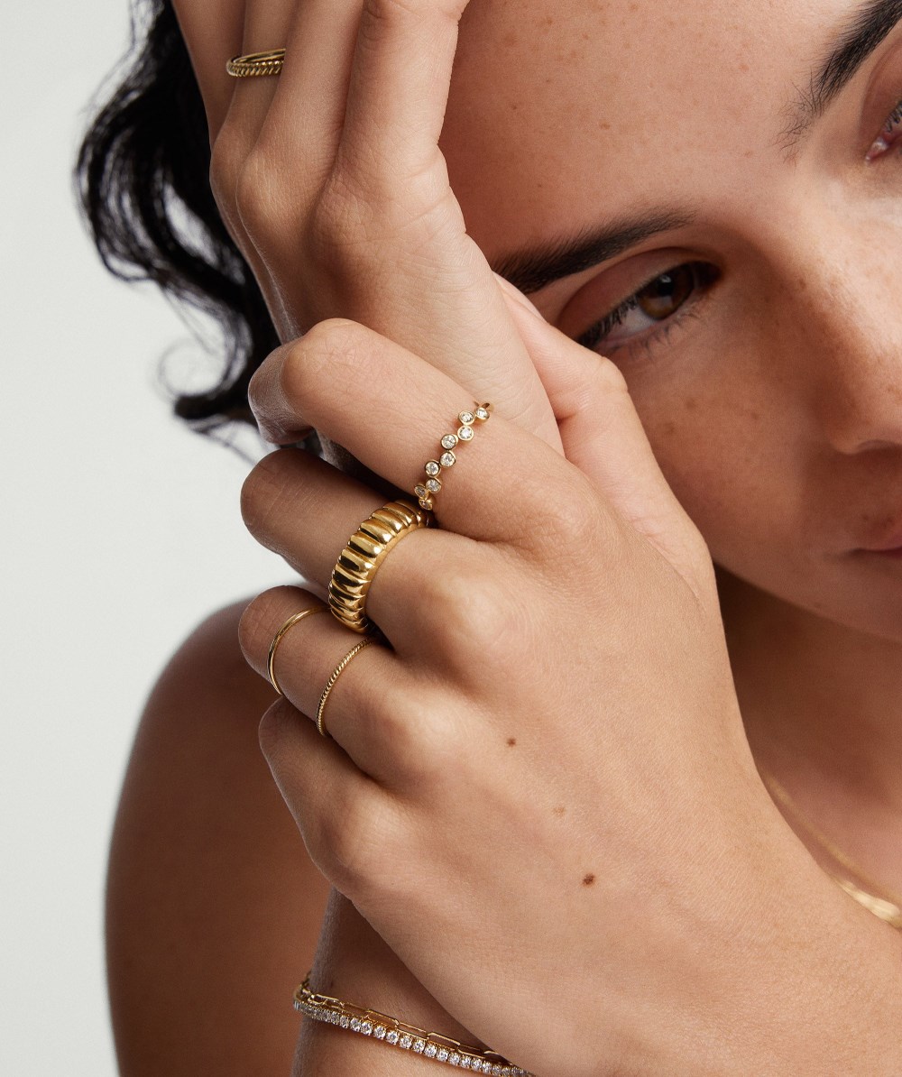 Mejuri Bezel Lab Grown Diamond Zig-Zag Ring - 14k Yellow Gold