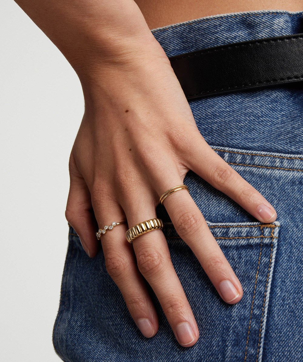 Mejuri Bezel Lab Grown Diamond Zig-Zag Ring - 14k Yellow Gold