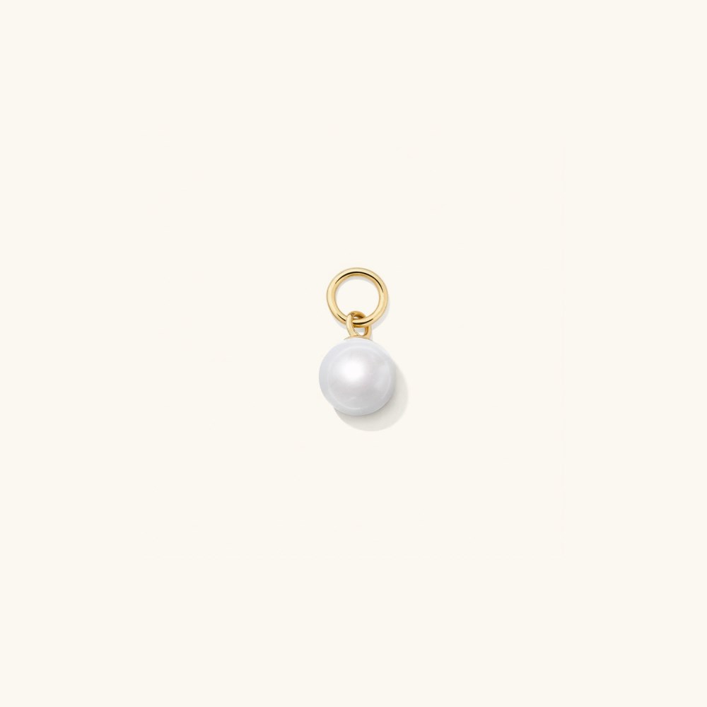 Mejuri Single Pearl Hoop Charm - 14k Yellow Gold