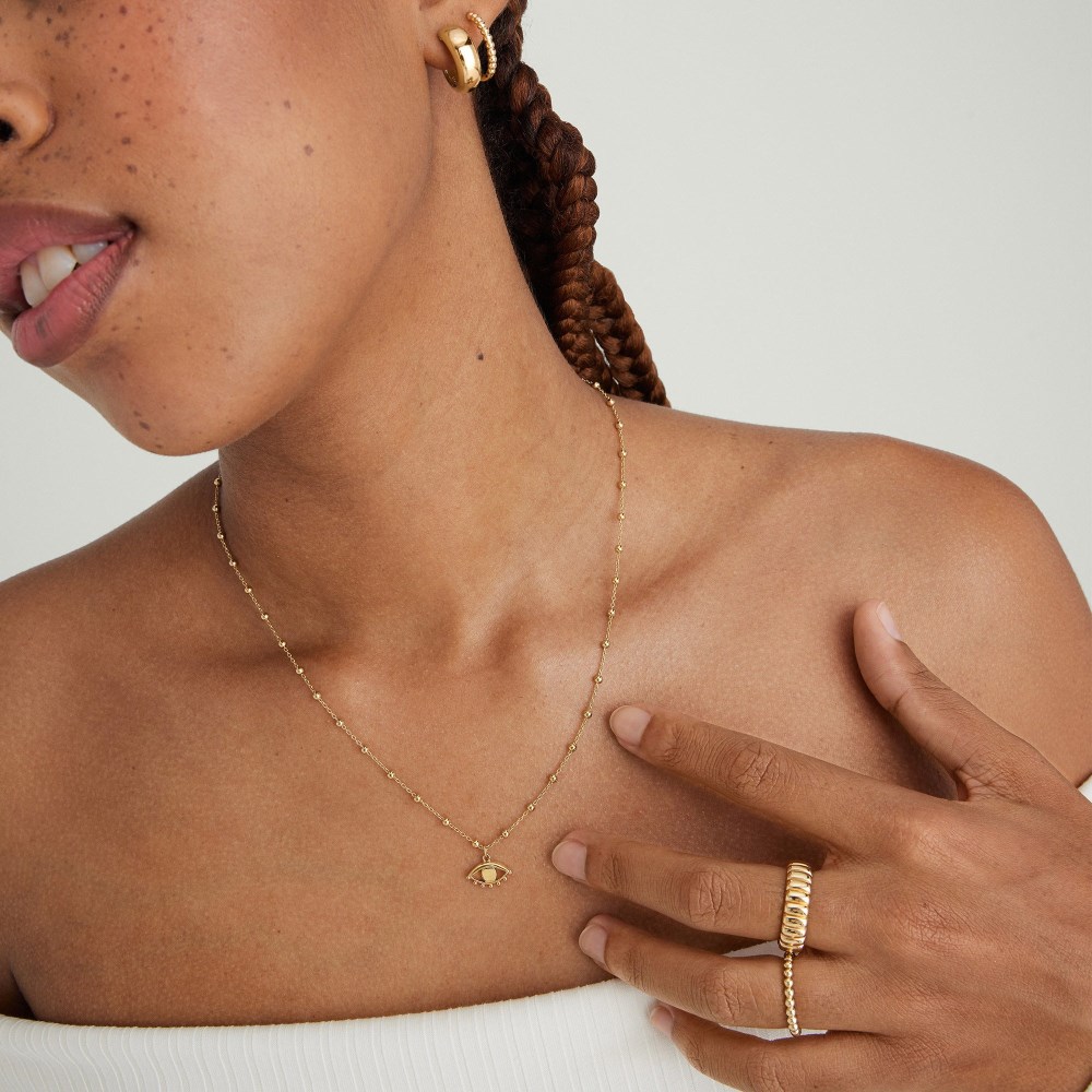 Mejuri Evil Eye Beaded Pendant Necklace - Gold Vermeil