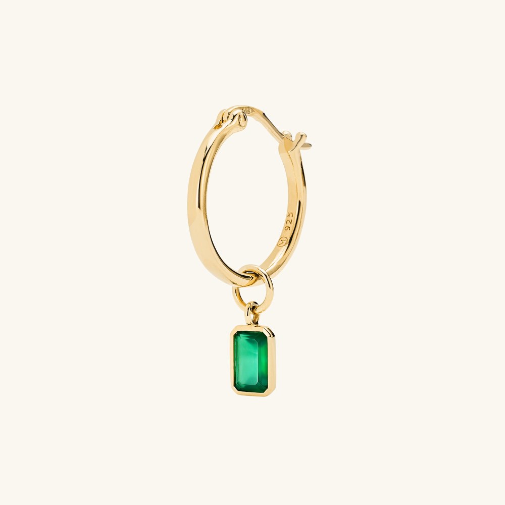 Mejuri Single Emerald Cut Gemstone Hoop Charm - 14k Yellow Gold