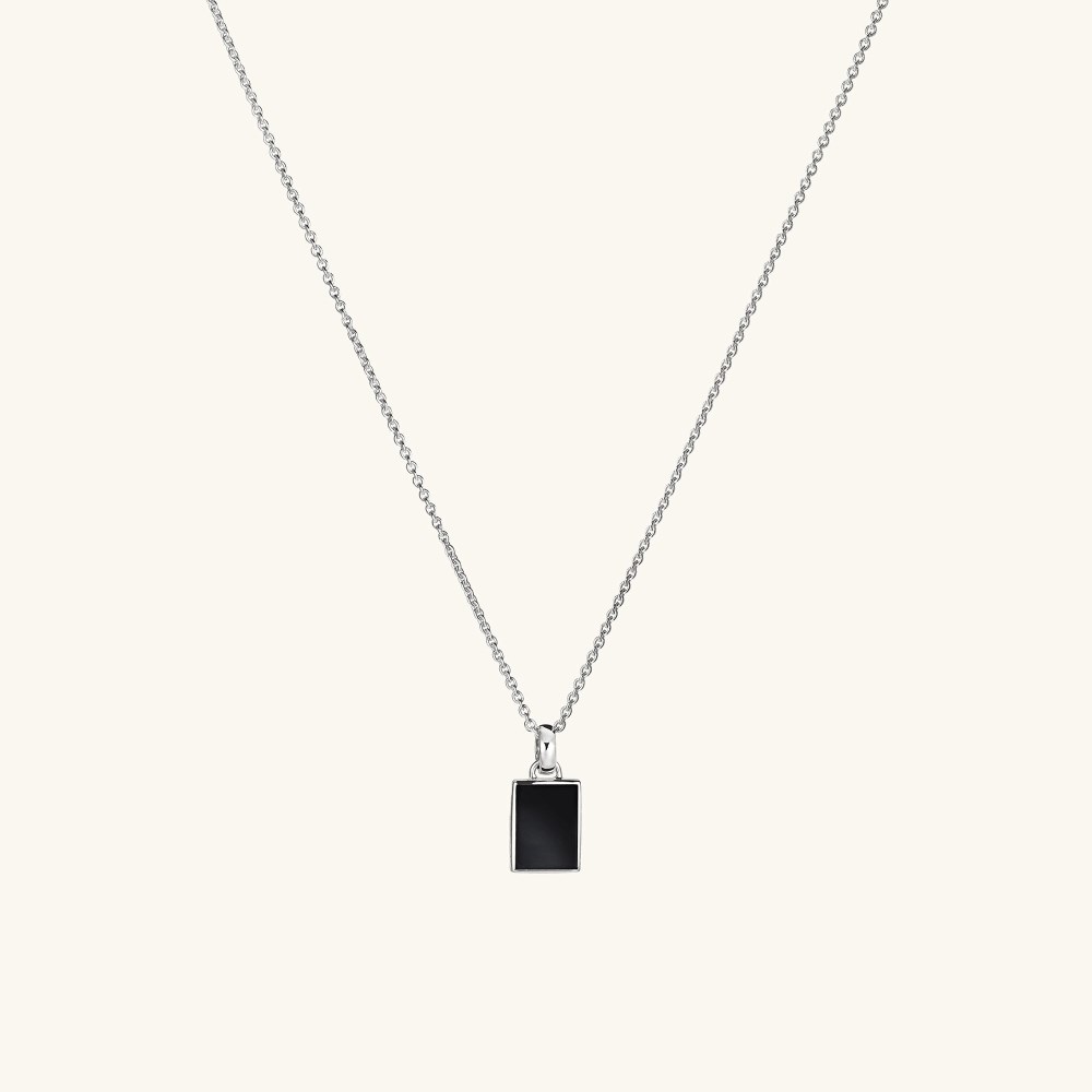 Mejuri Black Onyx Pendant Necklace - Sterling Silver