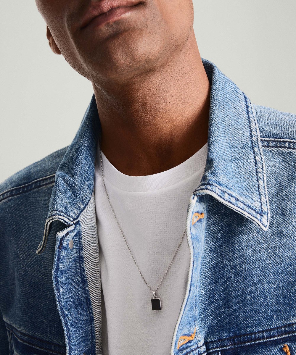 Mejuri Black Onyx Pendant Necklace - Sterling Silver