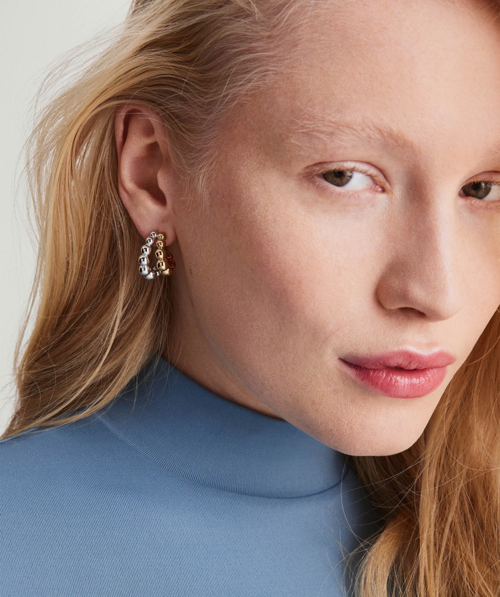 Mejuri Bubble Sphere Duo Hoops - Sterling Silver, Gold Vermeil