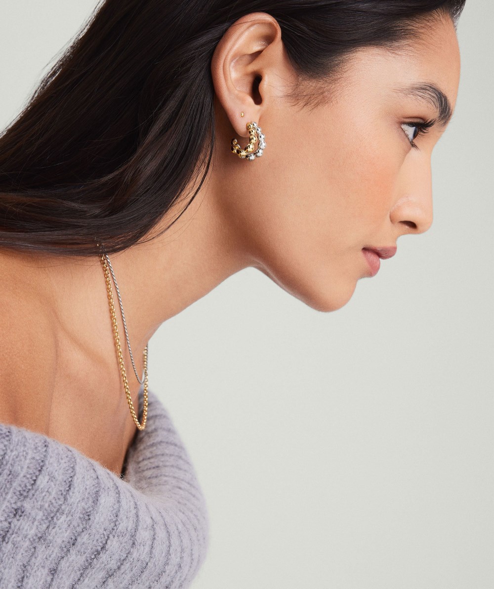 Mejuri Bubble Sphere Duo Hoops - Sterling Silver, Gold Vermeil