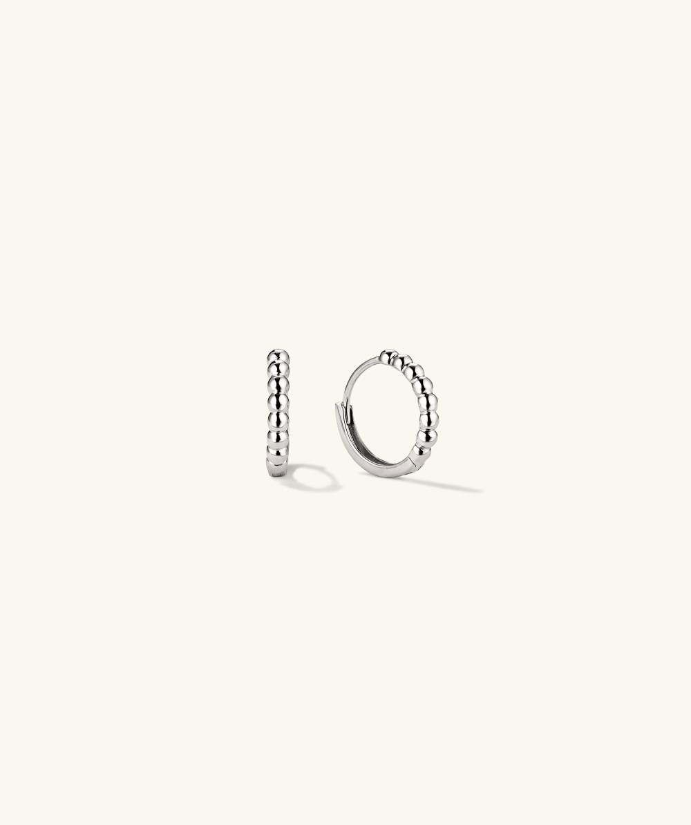 Mejuri Beaded Huggie Hoops - 14k White Gold