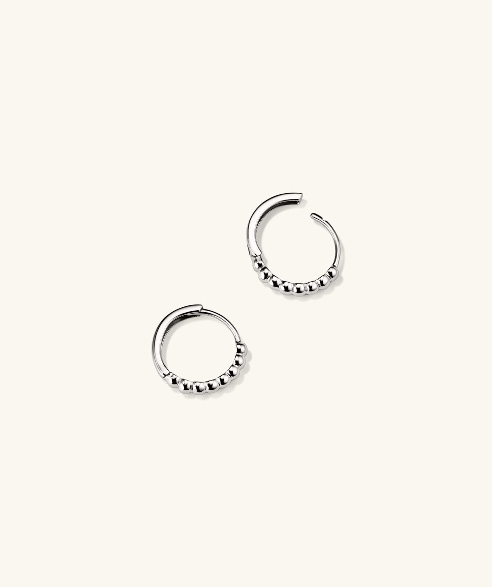 Mejuri Beaded Huggie Hoops - 14k White Gold