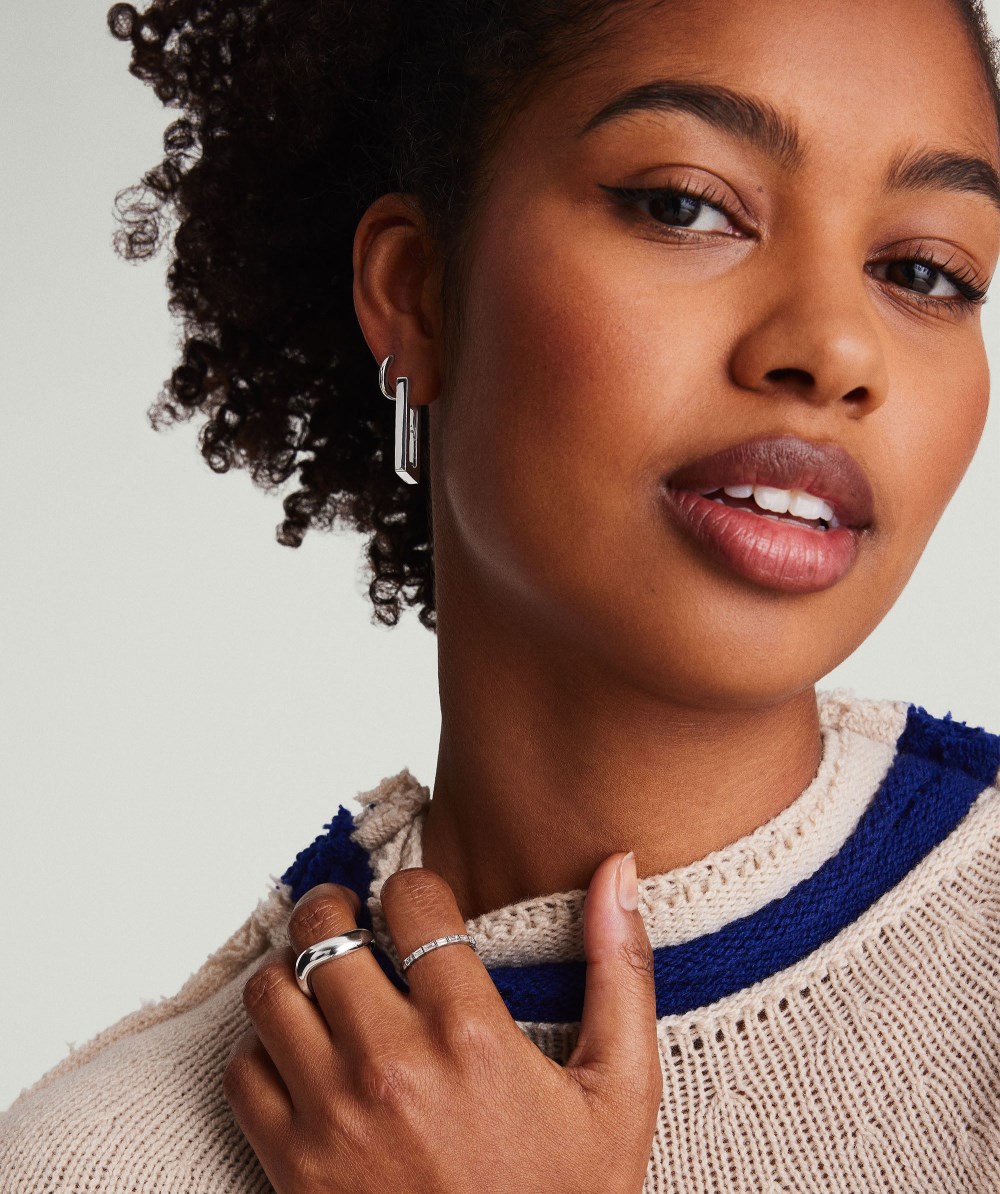 Mejuri Block Large Hoops - Sterling Silver