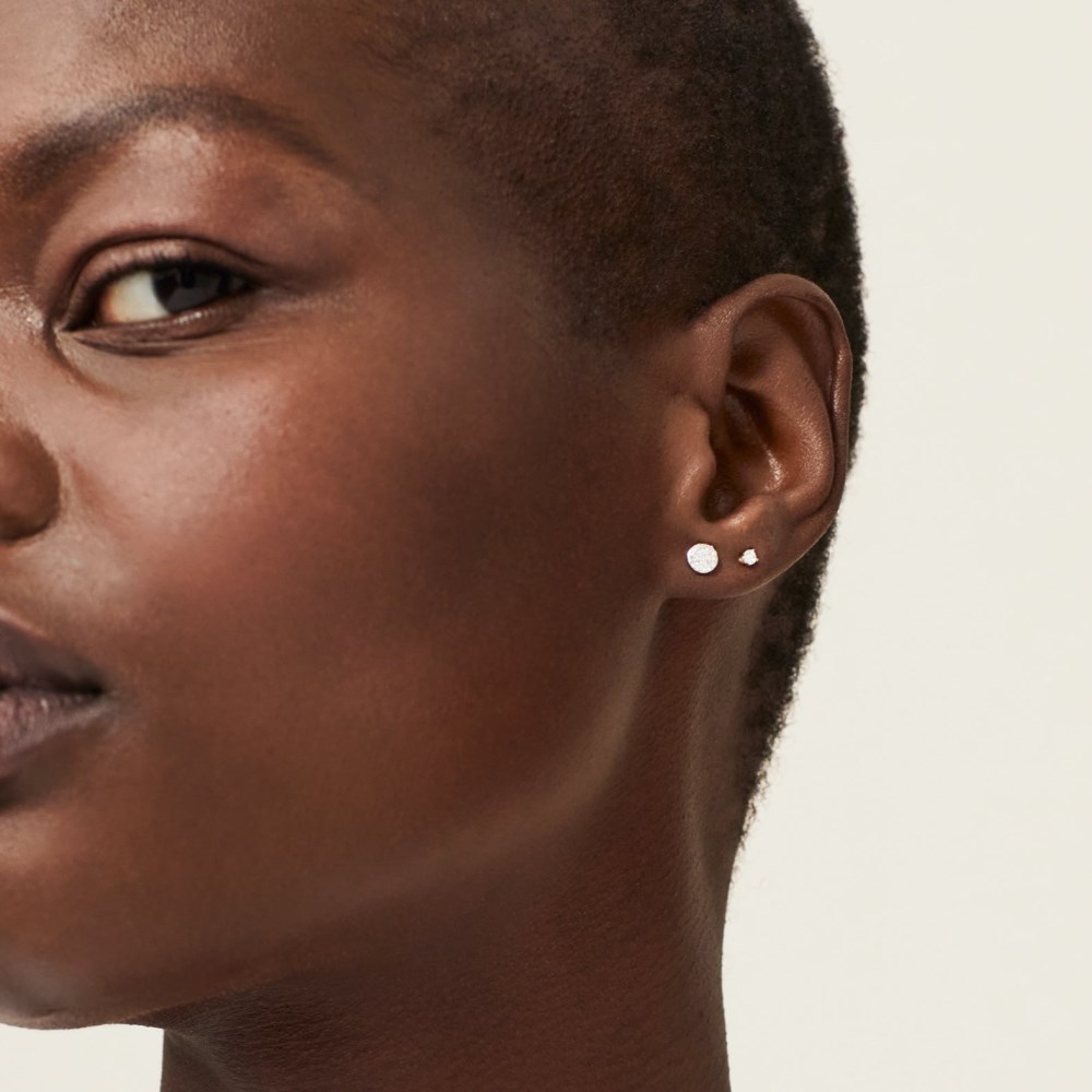 Mejuri Pavé Diamond Round Studs - 14k Yellow Gold