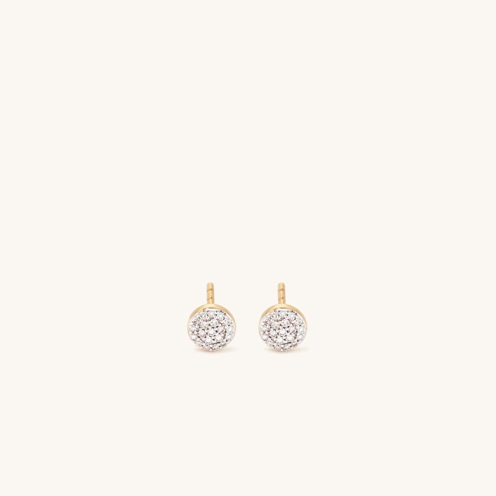 Mejuri Pavé Diamond Round Studs - 14k Yellow Gold