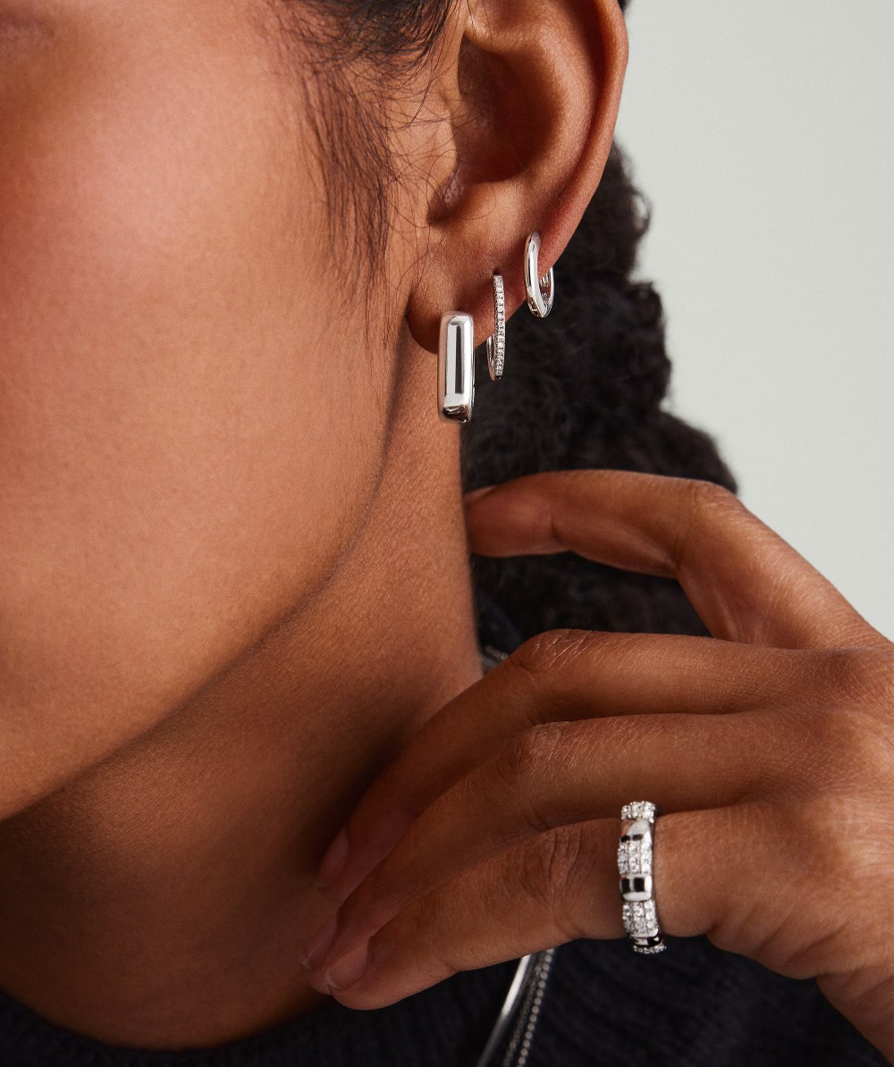 Mejuri Chunky Medium U Hoops - Sterling Silver