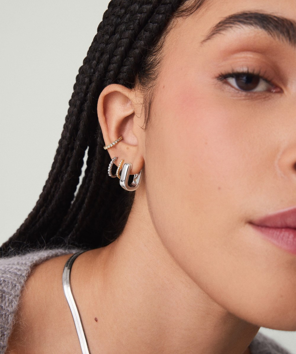 Mejuri Chunky Medium U Hoops - Sterling Silver