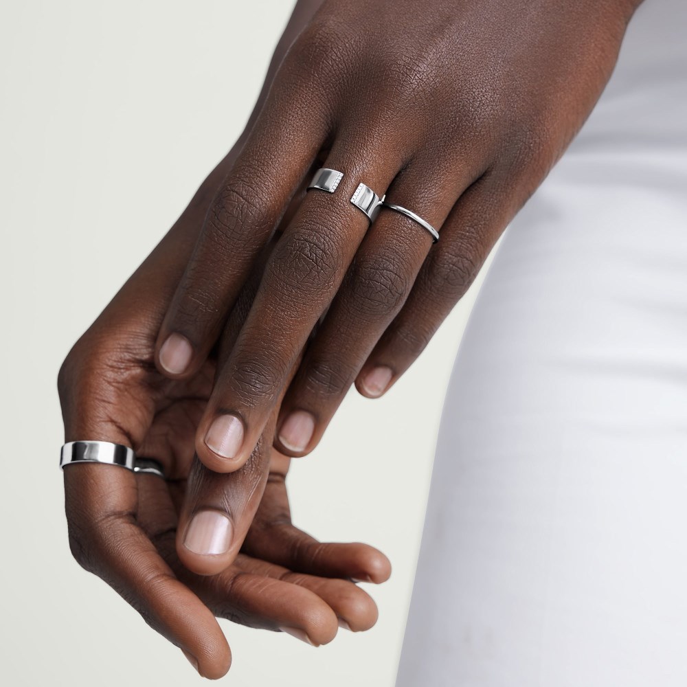 Mejuri Beam Pavé Diamond Open Cigar Band - 14k White Gold