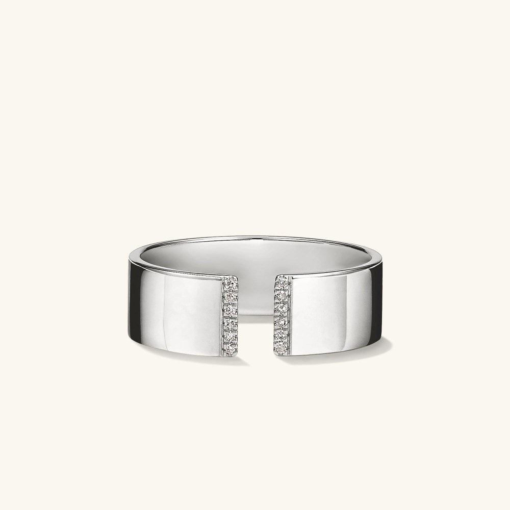 Mejuri Beam Pavé Diamond Open Cigar Band - 14k White Gold