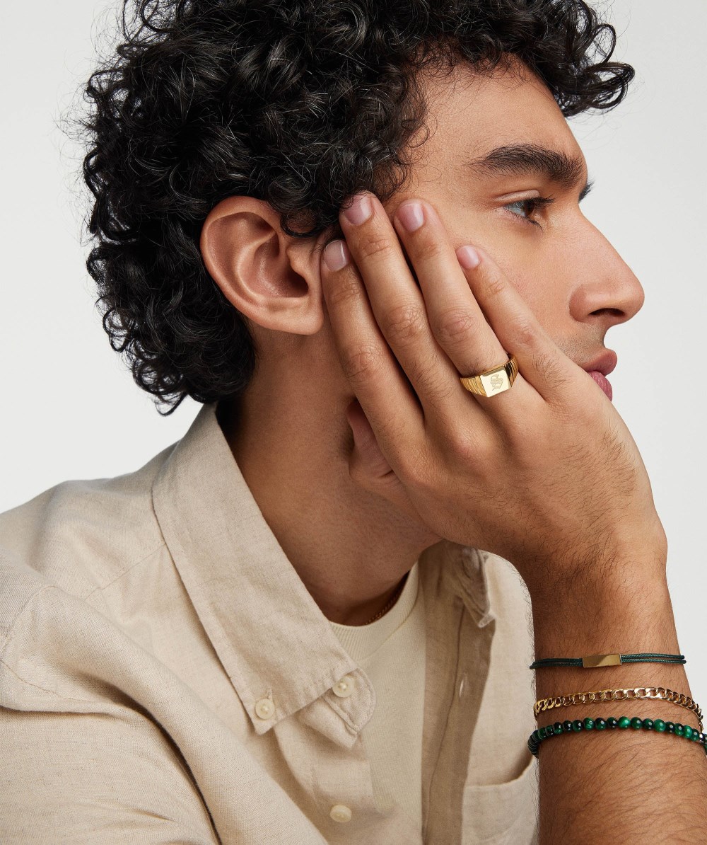 Mejuri Bar Cord Bracelet - 14k Yellow Gold, Green Cord