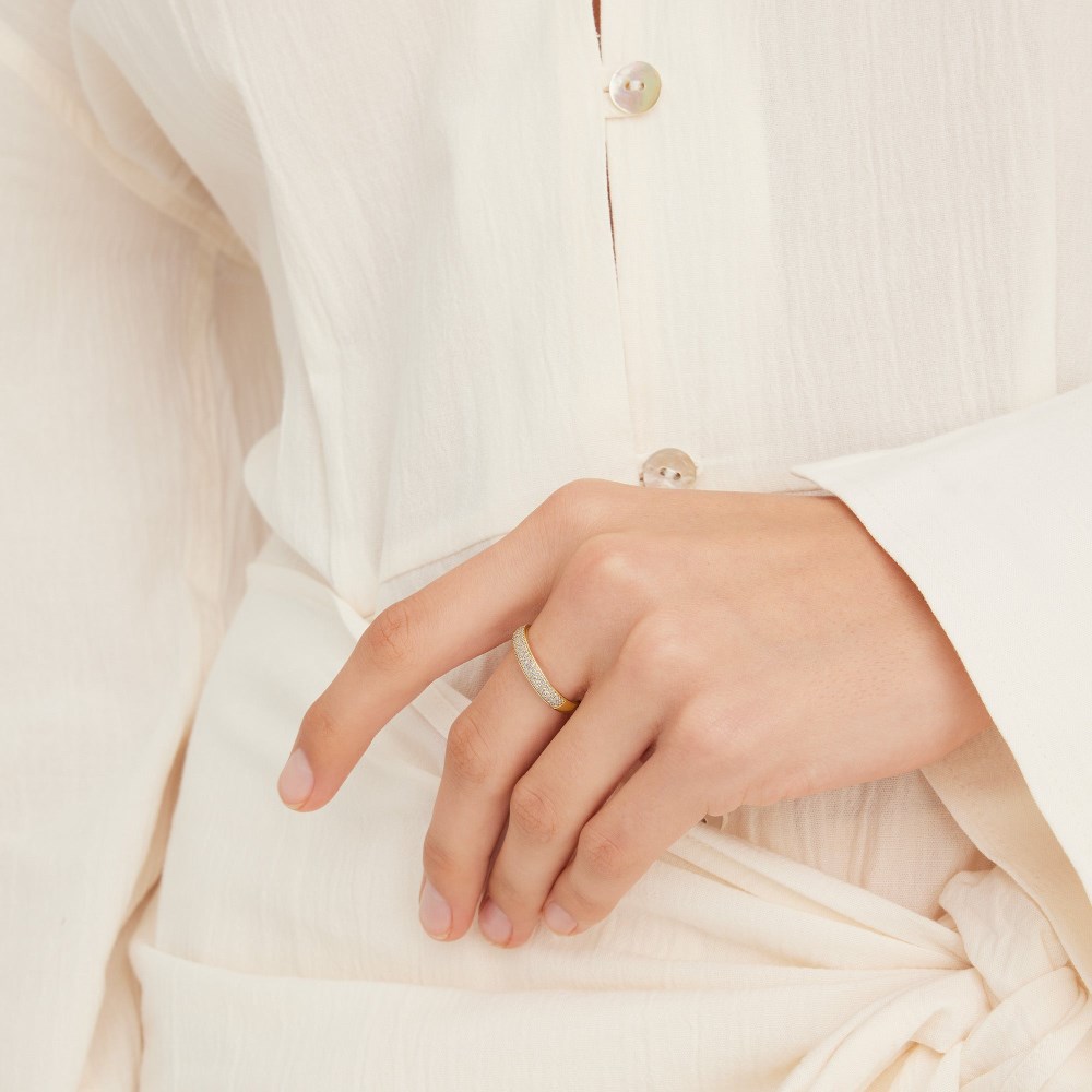 Mejuri Pavé Diamond Bold Half Eternity Ring - 14k Yellow Gold