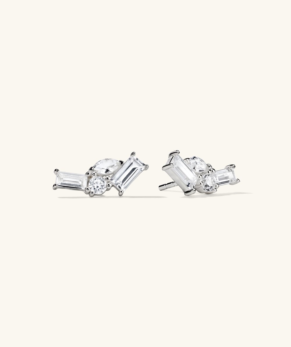 Mejuri Lab Grown Sapphire Bold Climber Studs - Sterling Silver