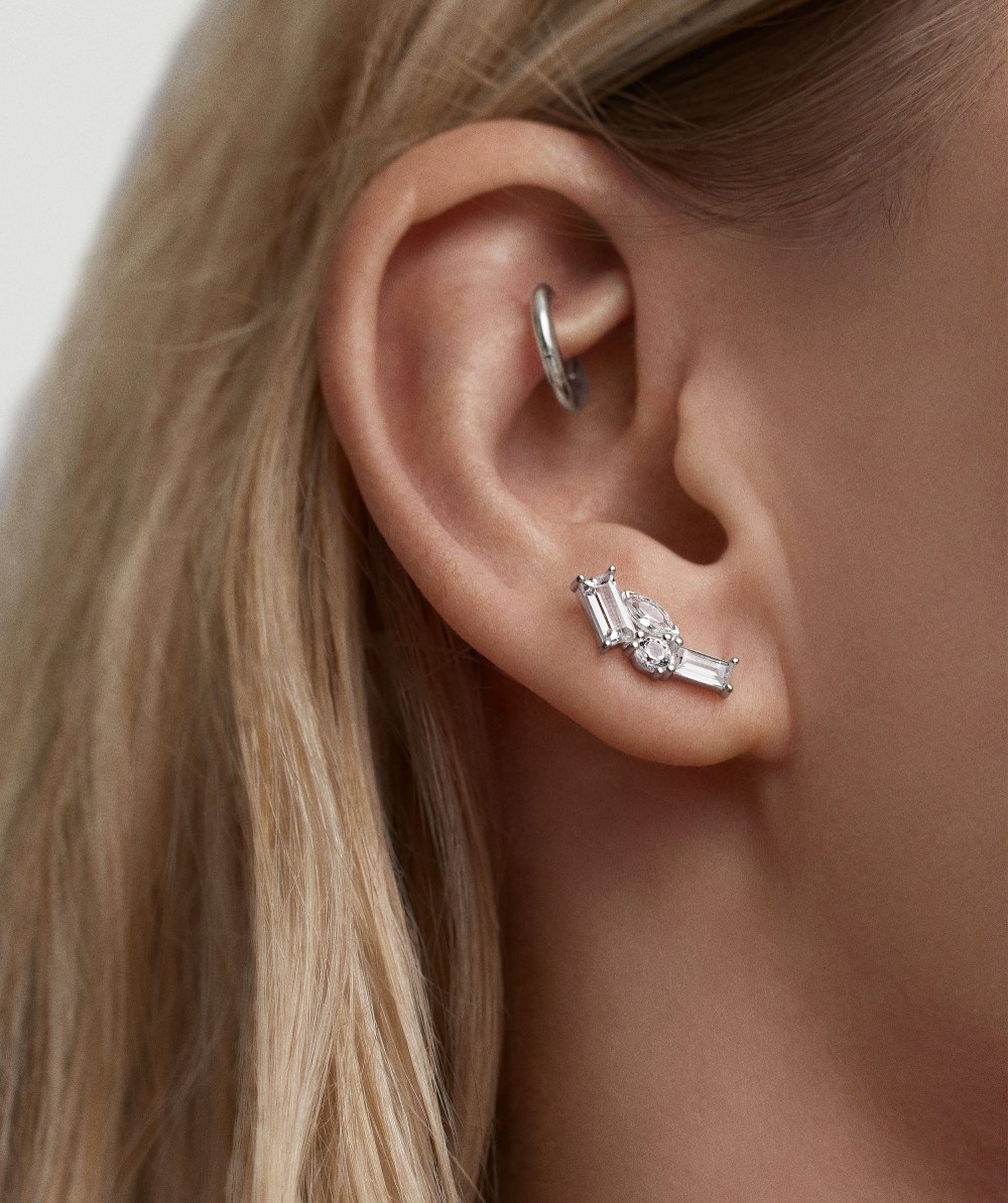 Mejuri Lab Grown Sapphire Bold Climber Studs - Sterling Silver