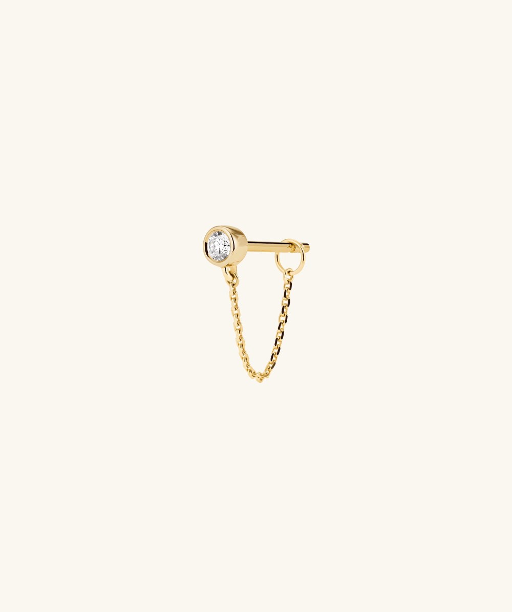 Mejuri Lab Grown Diamond Round Chain Stud - 14k Yellow Gold