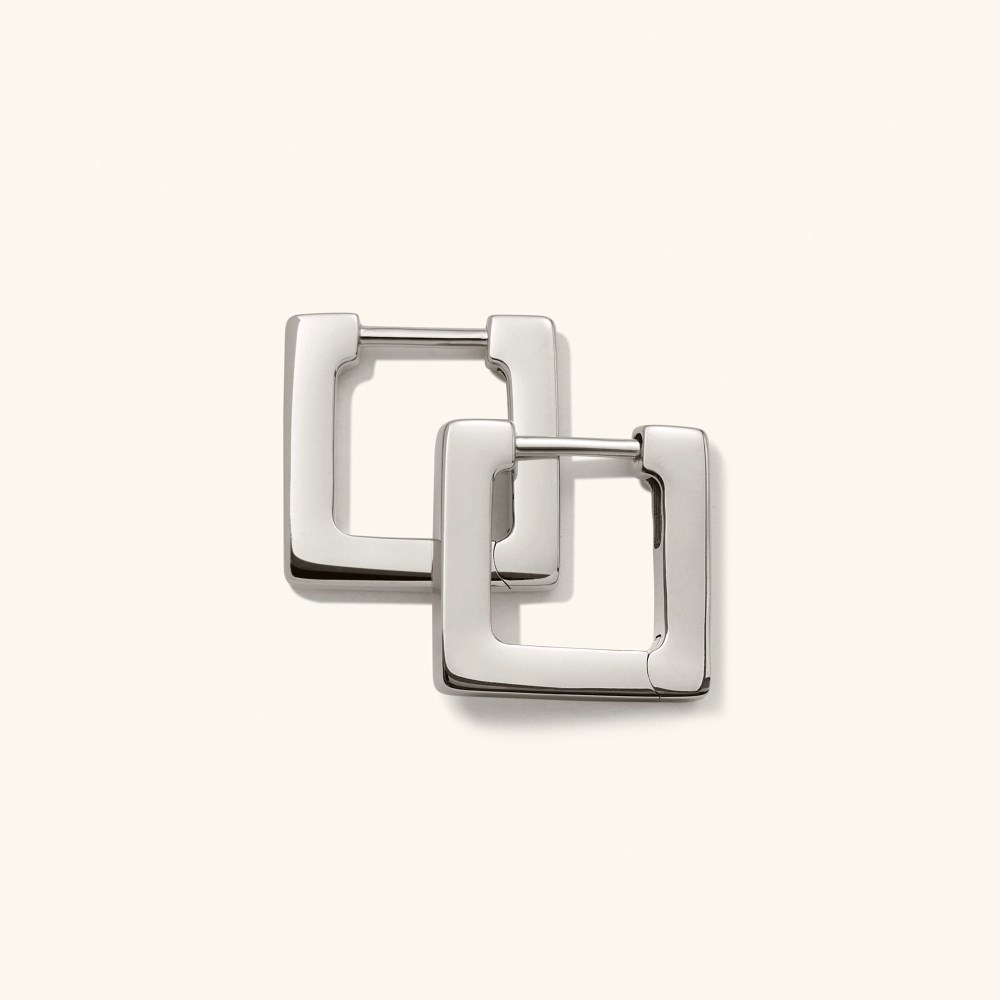 Mejuri Block Small Hoops - Sterling Silver